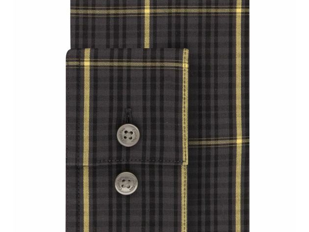 Calvin Klein Men's Extreme Slim-Fit Temperature Regulation Check Dress Shirt Black Size 15-15.5x32-33