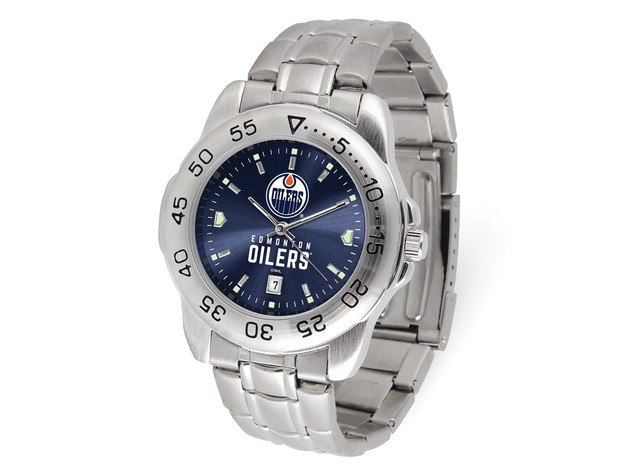 NHL Mens Edmonton Oilers Sport Steel Watch