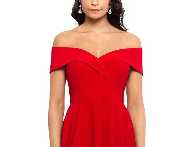 Xscape Women's Off The Shoulder Party Dress Red Size 2