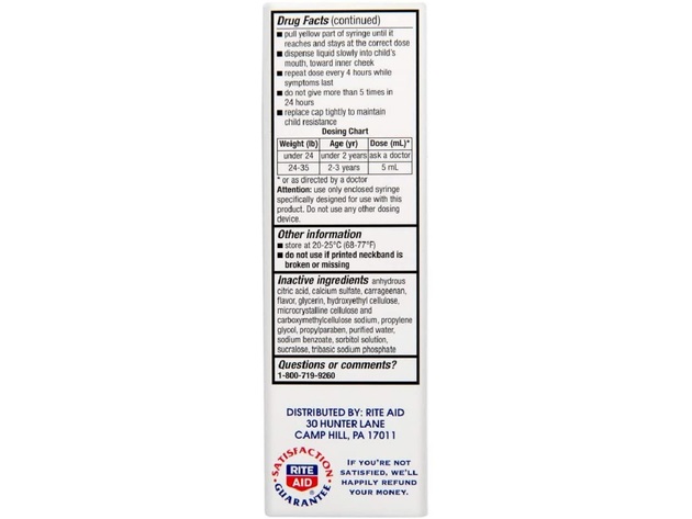 Rite Aid Infants Fever Reducer and Pain Reliever Oral Suspension, Grape Flavor, 2 Fluid Ounces