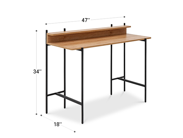 Querencia 34"H Study/Writing Desk with Acacia Top & Steel Legs