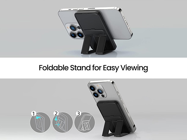 Magnetic Wireless 5000mAh Portable Charger with Foldable Stand