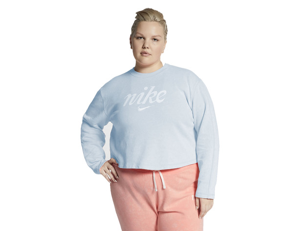 Nike Women's  Sportswear Plus Cropped Crew Sweatshirts Blue Size 1X
