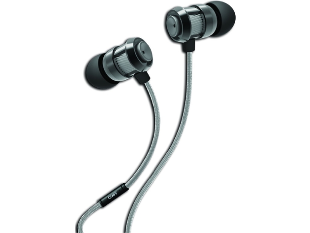 Coby Matrix Tangle Free Cable Metal Stereo Earbuds with Built-In ...