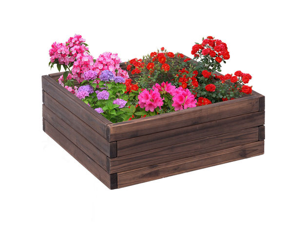 Costway Square Raised Garden Bed Flower Vegetables Seeds Planter Kit Elevated Box
