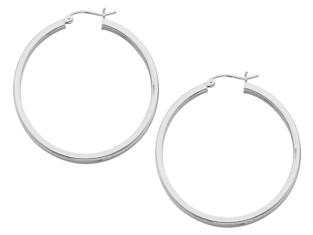 Large Diamond Cut Hoop Earrings in Sterling Silver 2 Inch (3.0mm)