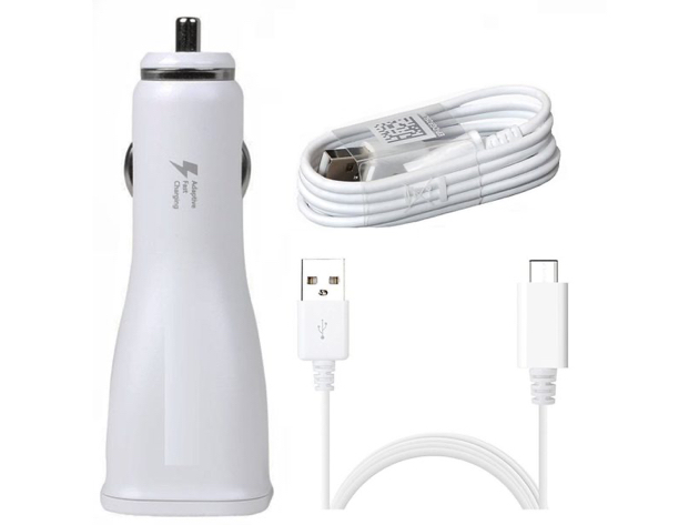 Adaptive Fast (AFC) Car for Samsung Phones and Tab with 4 Ft. Micro USB Cable - White