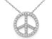 14K White Gold Peace Sign Pendant Necklace with Diamonds and Chain