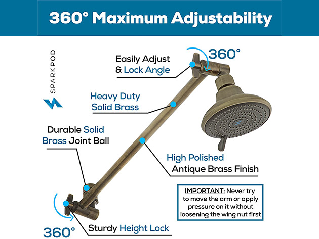 SparkPod 16" Shower Arm Extension (Antique Brass)