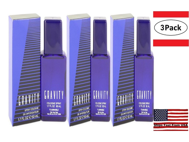 3 Pack GRAVITY by Coty Cologne Spray 1.7 oz for Men