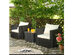 Costway 3 Piece Patio wicker Furniture Set Conversation Rattan Sofa Set w/Cushion Garden Black