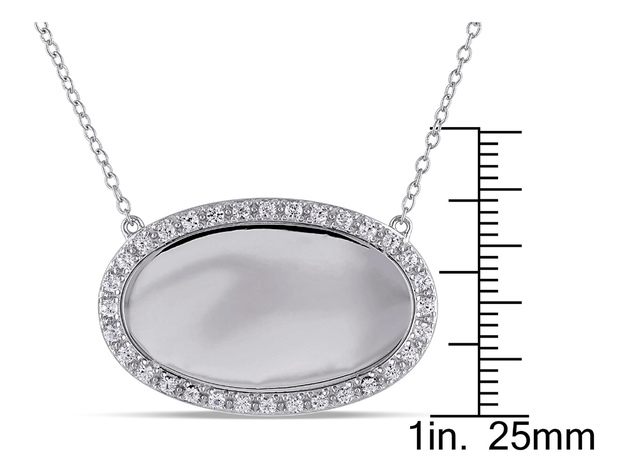 Created White Sapphire 5/8 Carat (ctw) Pendant Necklace in Sterling Silver With Chain