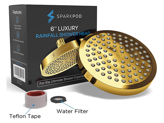 SparkPod High Pressure Rain Shower Head (Gold)