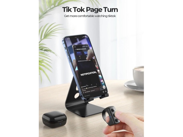 TikTok Scrolling and Kindle App Page Turning Bluetooth Remote Ring (Pink)
