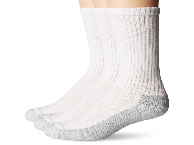 No Nonsense Men's Durable Cotton Blend Anti-odor Active Cushion Crew Socks, 6-12, White