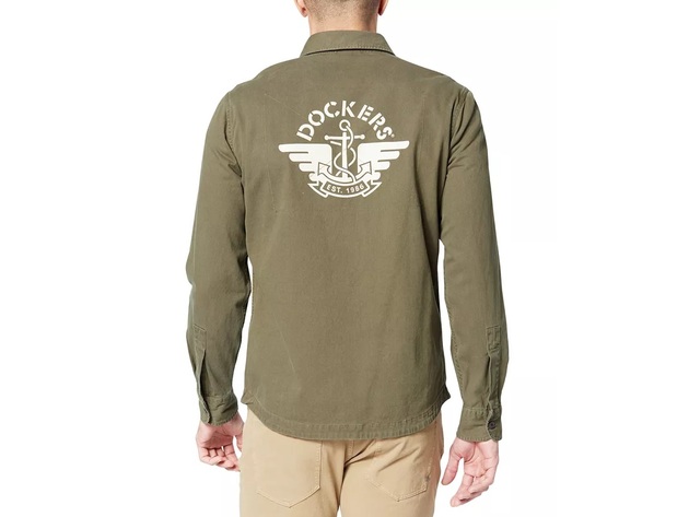 Dockers Men's Military Shirt Jacket Green Size Medium