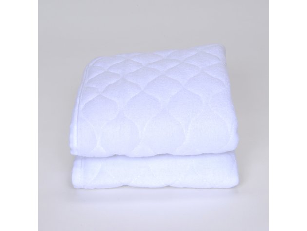 Royal Heritage Home Nip Soft and Absorbent Quilted Terry Sheet Savers with Ties, White