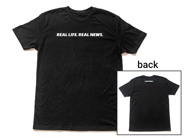 HuffPost "Real Life. Real News." Black T-Shirt (Medium)