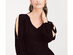 INC International Concepts Women's Petite Split-Sleeve Rhinestone-Button Top Black Size 44