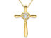 1/20 Carat (ctw) Natural Aquamarine Cross Pendant Necklace in 10K Yellow Gold with Chain