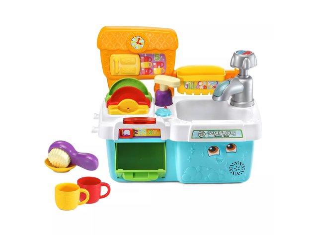 Leapfrog Scrub 'n Play Smart Sink Toy for Kids with Role-Play Clean-up Time, Match Size and Color, Multicolored (New Open Box)