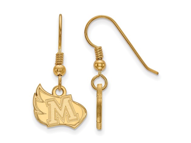 NCAA 14k Gold Plated Silver Meredith College Small Dangle Earrings