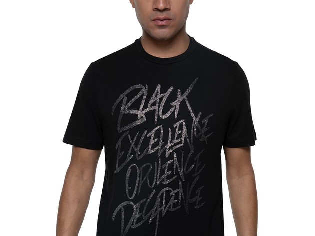 Sean John Men's Black Excellence Glitter T-Shirt Black Size Small