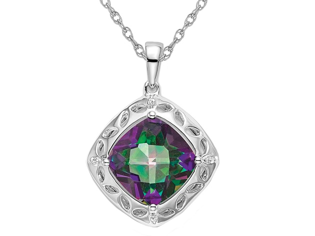 4.25 Carat (ctw) Mystic Fire Topaz Pendant Necklace in Sterling Silver with Chain