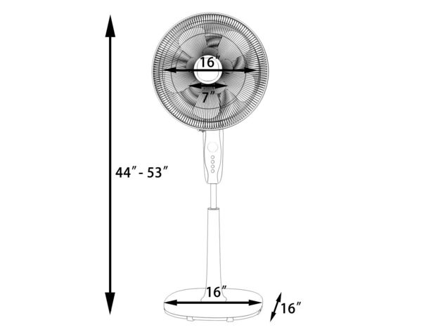 Fantask 16'' Oscillating Pedestal Fan 3 Speed Double Blades Height Adjustable - White