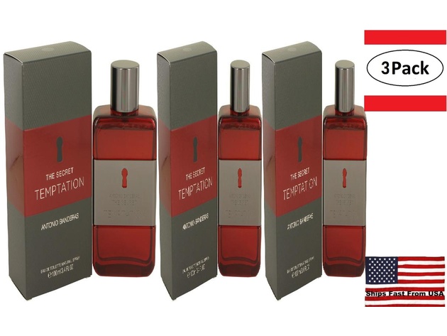3 Pack The Secret Temptation by Antonio Banderas Eau De Toilette Spray 3.4 oz for Men