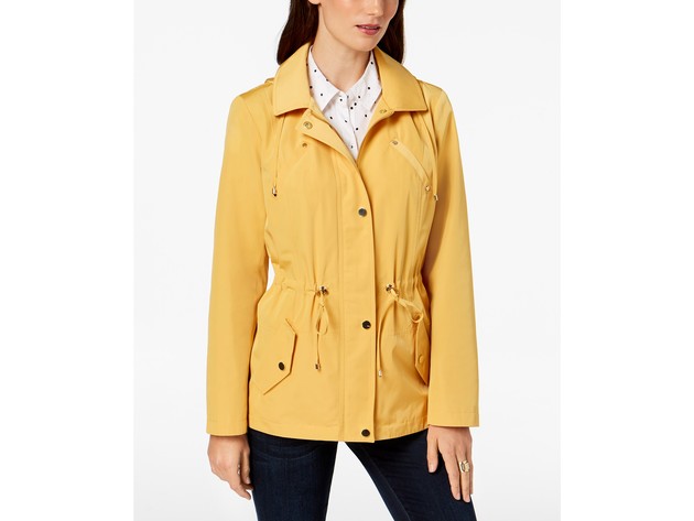 Charter Club Women's Water-Resistant Hooded Anorak Jacket Yellow Size OX