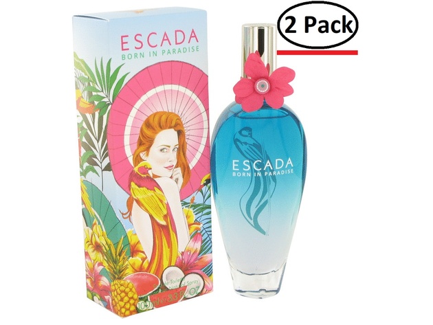 Escada Born In Paradise by Escada Eau De Toilette Spray (Limited Edition) 3.3 oz for Women (Package of 2)