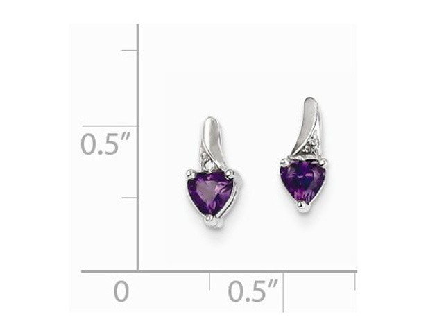 Sterling Silver Heart Amethyst Post Earrings 2/5 Carat (ctw)