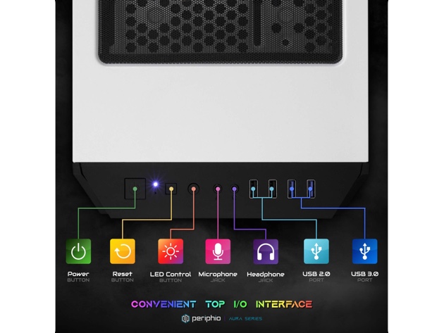 Periphio Metatron Prebuilt Gaming PC | Radeon RX 6600 (8GB) Graphics | Intel Core i5-12400F (4.4GHz Turbo) | 1TB M.2 NVME SSD | 16GB DDR4 RAM | Windows 11 Ready | WiFi + BT