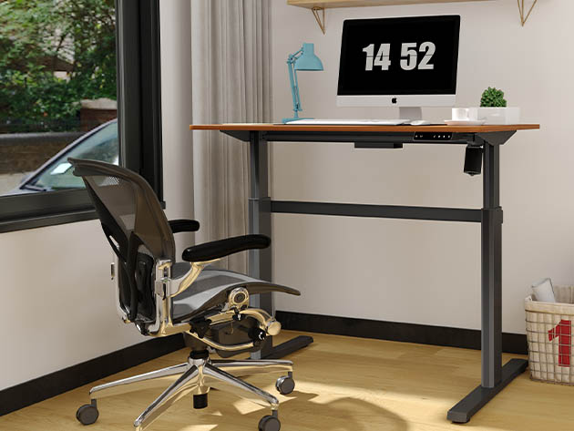 Electric Height Adjustable Standing Desk for Home Office (Cherry)