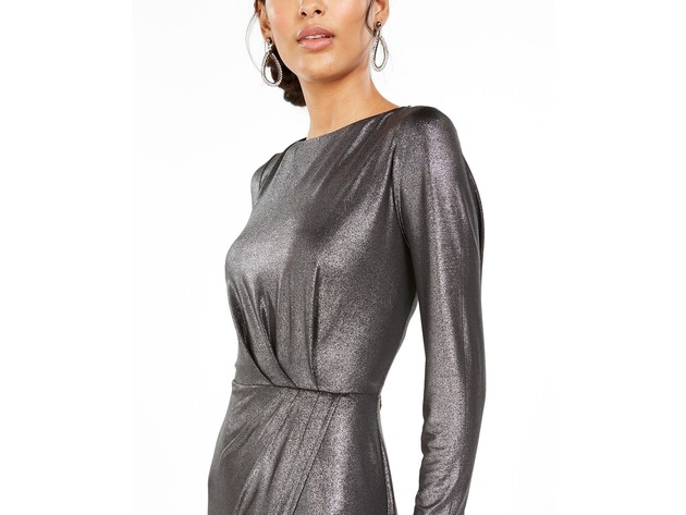Julia Jordan Women's Liquid Metal Maxi Dress Gray Size 6