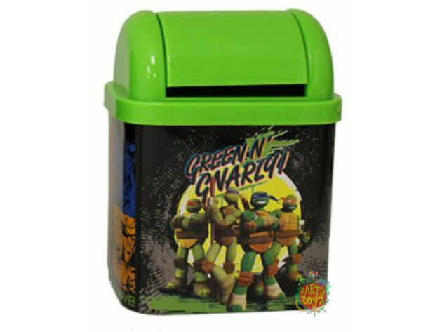 Teenage Mutant Ninja Turtles Desktop Waste Bin Tin - "Green N' Gnarly"