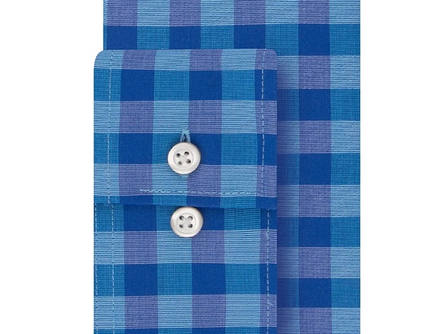 Van Heusen Men's Fit Flex Collar Check Dress Shirt Blue Size 36-37