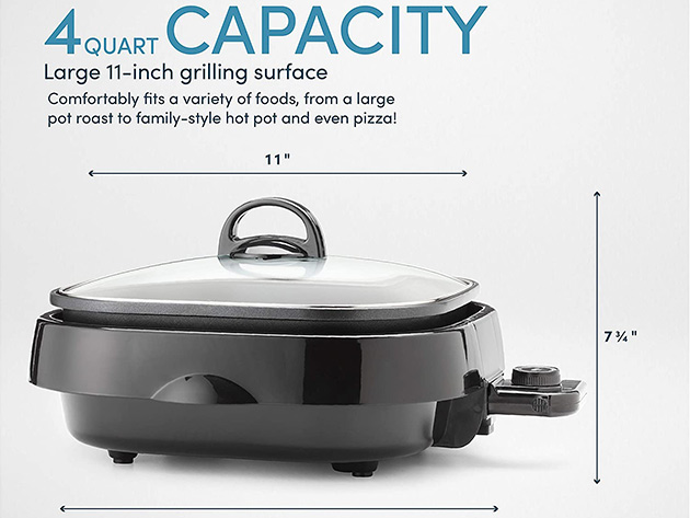 Aroma Housewares ASP-218B 4-Quart 3-in-1 Cool-Touch Electric Indoor Grill