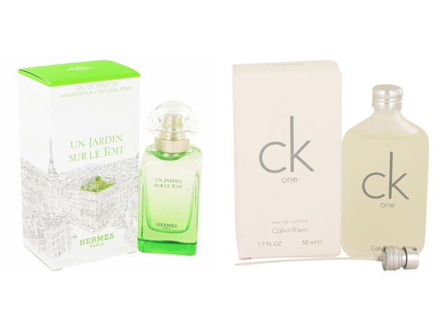 Gift set  Un Jardin Sur Le Toit by Hermes EDT Spray 1.7 oz And  CK ONE EDT Pour/Spray (Unisex) 1.7 oz