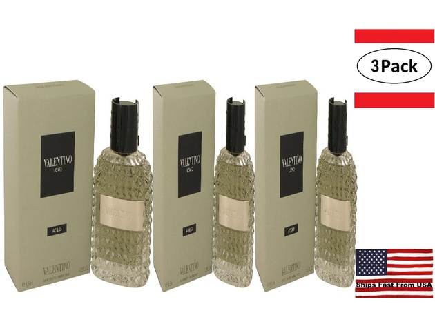 3 Pack Valentino Uomo Acqua by Valentino Eau De Toilette Spray 4.2