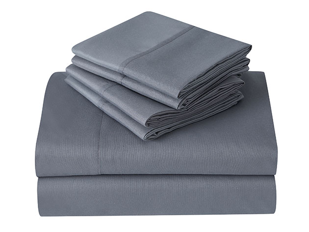 Kathy Ireland 6-Piece Brushed Microfiber Sheet Set (Dark Grey/Twin)