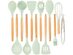 Kitchen Silicone Cooking Utensil 13-Piece Set with Stand, Wood Handles Red