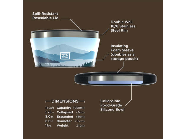 Collapsible Insulated Bowl | 1-Quart - Yukon