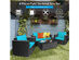 Costway 8 Piece Patio Rattan  Cushioned Sofa Chair Coffee Table Turquoise