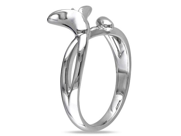 Calla Lily Promise Fashion Ring in Sterling Silver with Diamonds (Color H-I I1-I2) - 9.5
