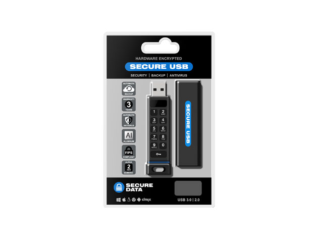 SecureUSB® KP Hardware Encrypted USB Flash Drive (64GB)