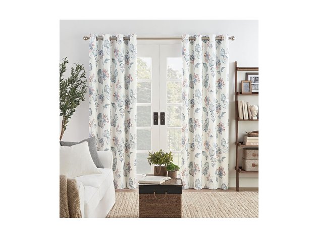 Eclipse Ambiance Floral Draft Stopper Energy Saving 100% Blackout Grommet-Top 50 Inches x 95 Inches Single Curtain Panel, Multicolor