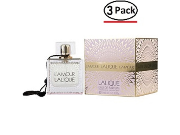 L'AMOUR LALIQUE by Lalique EAU DE PARFUM SPRAY 3.4 OZ for WOMEN (Package Of 3)