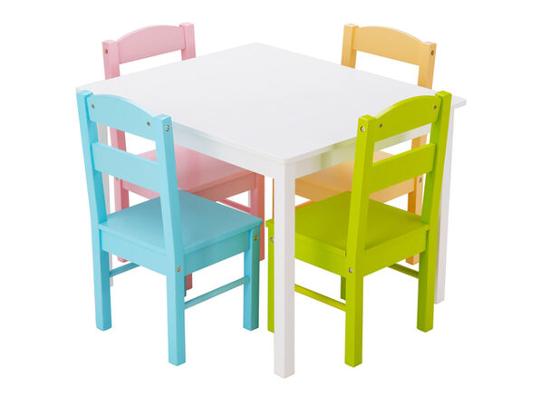 Costway 5 Piece Kids Wood Table Chair, Wooden Table Chair For Toddlers